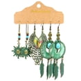 thumbnail image 2 of Pendientes para mujer, regalos para mujer, estilo étnico, huecos, tejido femenino, red de ensueño, juego de pendientes de cuentas de madera, pendientes de aleación, 2 of 3