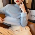 thumbnail image 1 of Suéter de cuello alto para mujer, Tops elásticos a la moda, jerséis de punto gruesos y cálidos con forro de terciopelo de felpa, suéter de fondo 2024, 1 of 5
