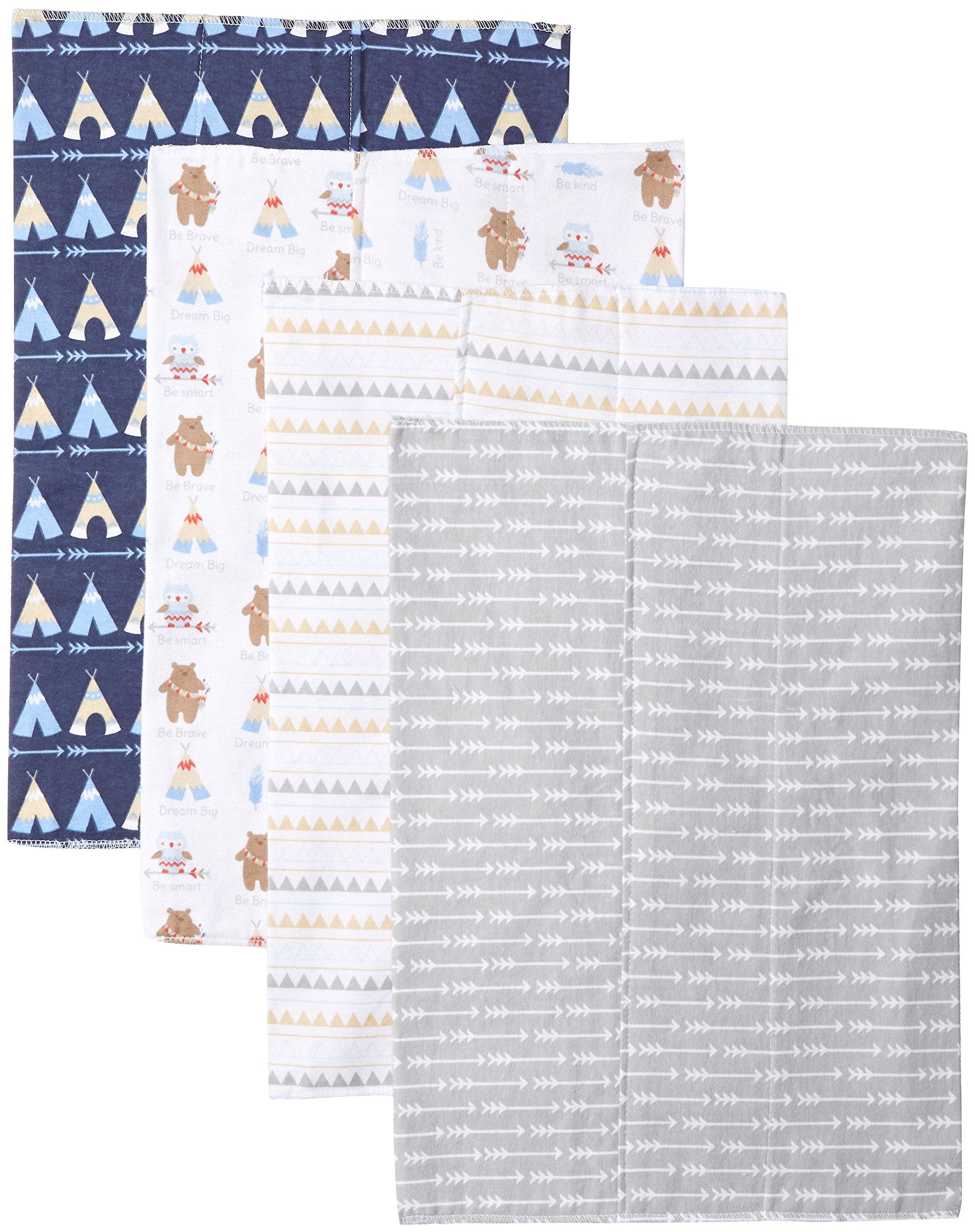 Luvable Friends Baby Girl Cotton Flannel Burp Cloths 4pk, Rainbow, One Size