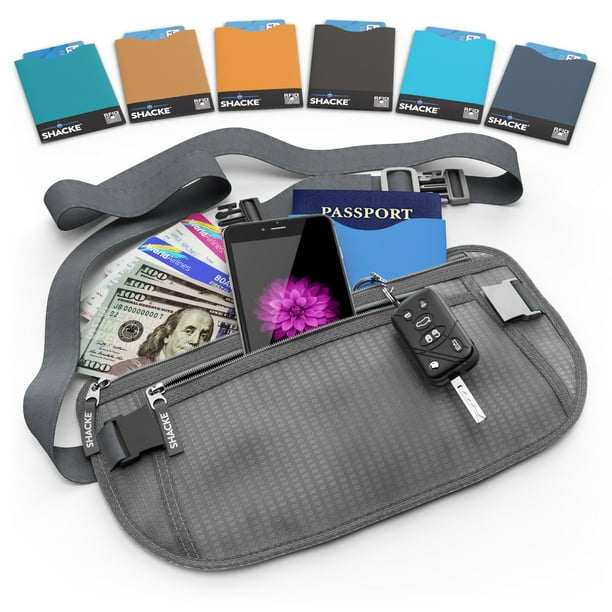 Shacke Shacke Hidden Travel Belt Wallet w/ RFID Blocker (Gray
