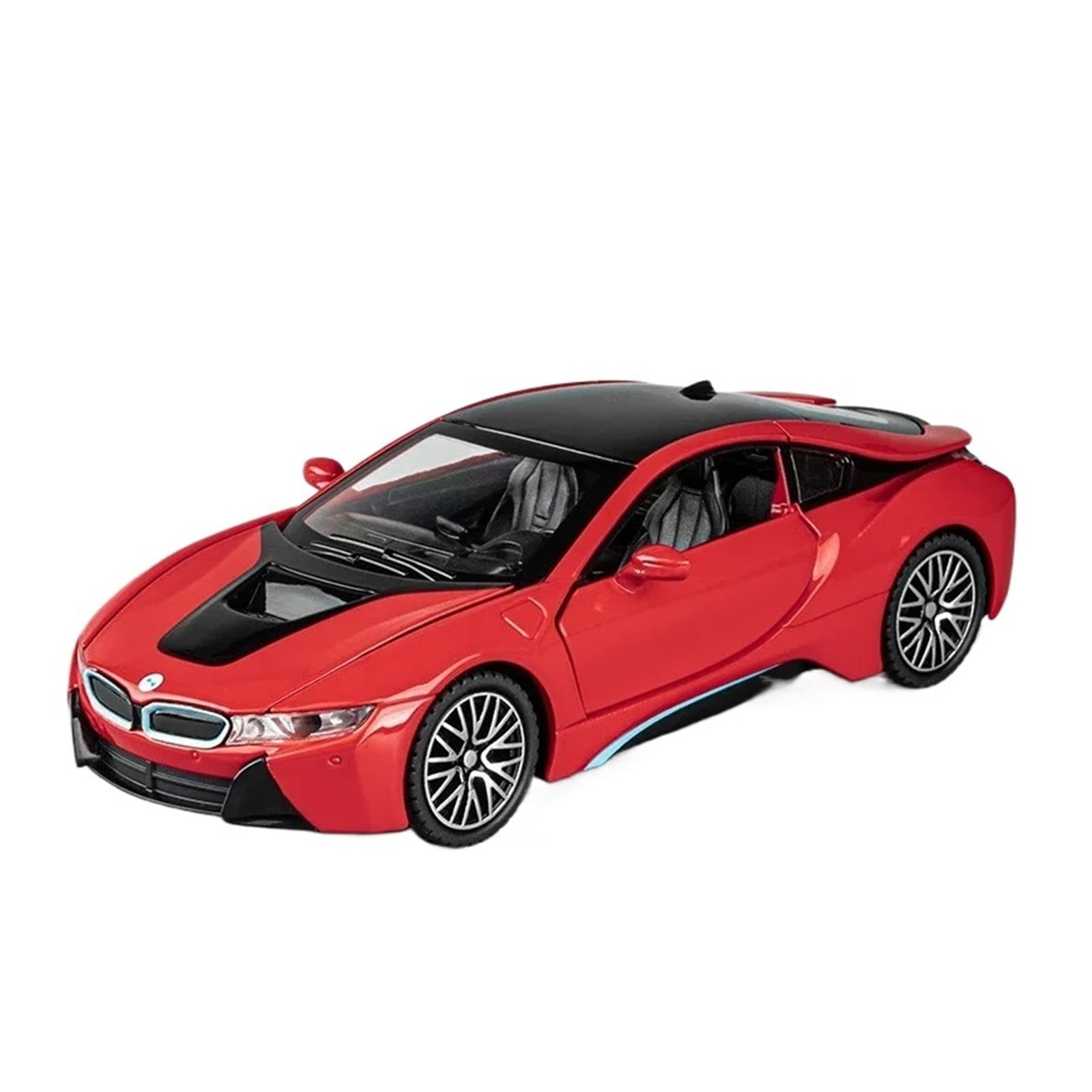 CHUNYAN 1:32 Scale BMW I8 Alloy Sports Model Miniature Car Toy Diecast Metal 4 Doors Opened Sound Light Vehicles for Child Birthday Gift