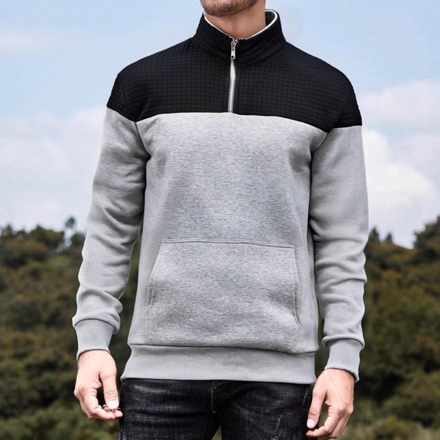 pstuiky camisas de manga larga para hombre, Blusa/camisa informal y moderna de color liso con cuello alto y botones para hombre. Tops casuales para hombres xxxl