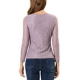 thumbnail image 3 of INSPIRE CHIC Women's  Round Neck Long Sleeves Sheer Flower Embroidery Lace Blouse XL Purple, 3 of 7