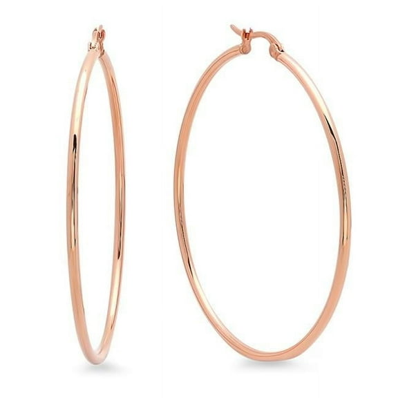 Ladies 18Kt Rose Gold Plated Hoop Earrings