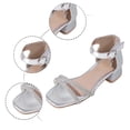 thumbnail image 6 of Girls Sandals Flower Girl Low Heel Open Toe Dress Shoes Wedding Party Pumps, Evening Shoes(Silver,9.5-10 Years), 6 of 8