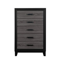 Global Furniture USA Lisbon Gray and Black Wooden 5-Drawer Chest