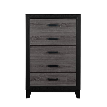 Global Furniture USA Lisbon Gray and Black Wooden 5-Drawer Chest