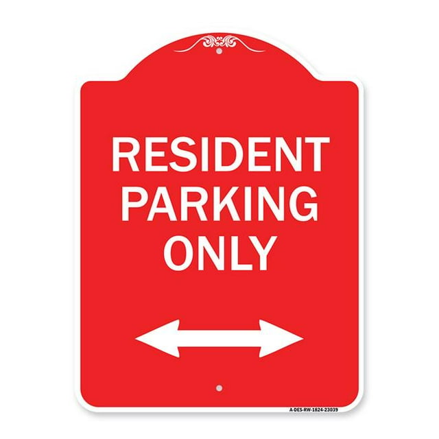 SignMission A-DES-RW-1824-23039 18 x 24 Po. Panneau Designer Series - Panneau de Stationnement Réservé Parc de Stationnement Réservé Uniquement avec Flèche Bidirectionnelle, Rouge et Blanc
