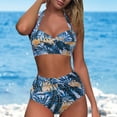 thumbnail image 5 of Gibobby Conjunto de Bikini Traje de baño de talle para mujer Sexy Split Wrap Cup Polka Dot Printed Bikini(Amarillo,M), 5 of 5