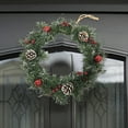 thumbnail image 5 of EWASWON Christmas Red 12 Inch Artificial Christmas Wreath with Cranberry Berries & Pine Cones - Easy to Hang, Indoor Outdoor Front Door Holiday Decoration, 5 of 6