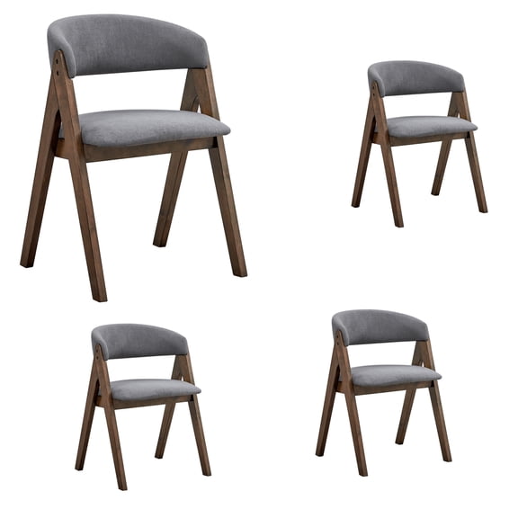 Set of 4 Linen Fabric Finish Side Chair, Upholstered Dining Chairs, Farmhouse Dining Room Chairs Kitchen Chairs, Wooden Side Chair for Kitchen Dinning Room Restaurant (Gray)