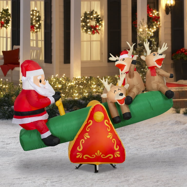 ft Animated Teeter Totter Santa and Reindeer Christmas