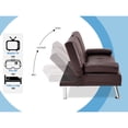 thumbnail image 4 of Futon Sofa with Armrest and Cupholders by Naomi Home-Color:Espresso,Fabric:Faux Leather, 4 of 11