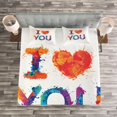 thumbnail image 3 of Ambesonne I Love You Quilted Bedspread Set 3 Pcs, Watercolor Phrase, King Size, Multicolor, 3 of 3