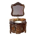 thumbnail image 2 of Tocador de baño a escala 1:12 con lavabo, muebles en miniatura, accesorios para fotos simulados marrón oscuro, 2 of 9
