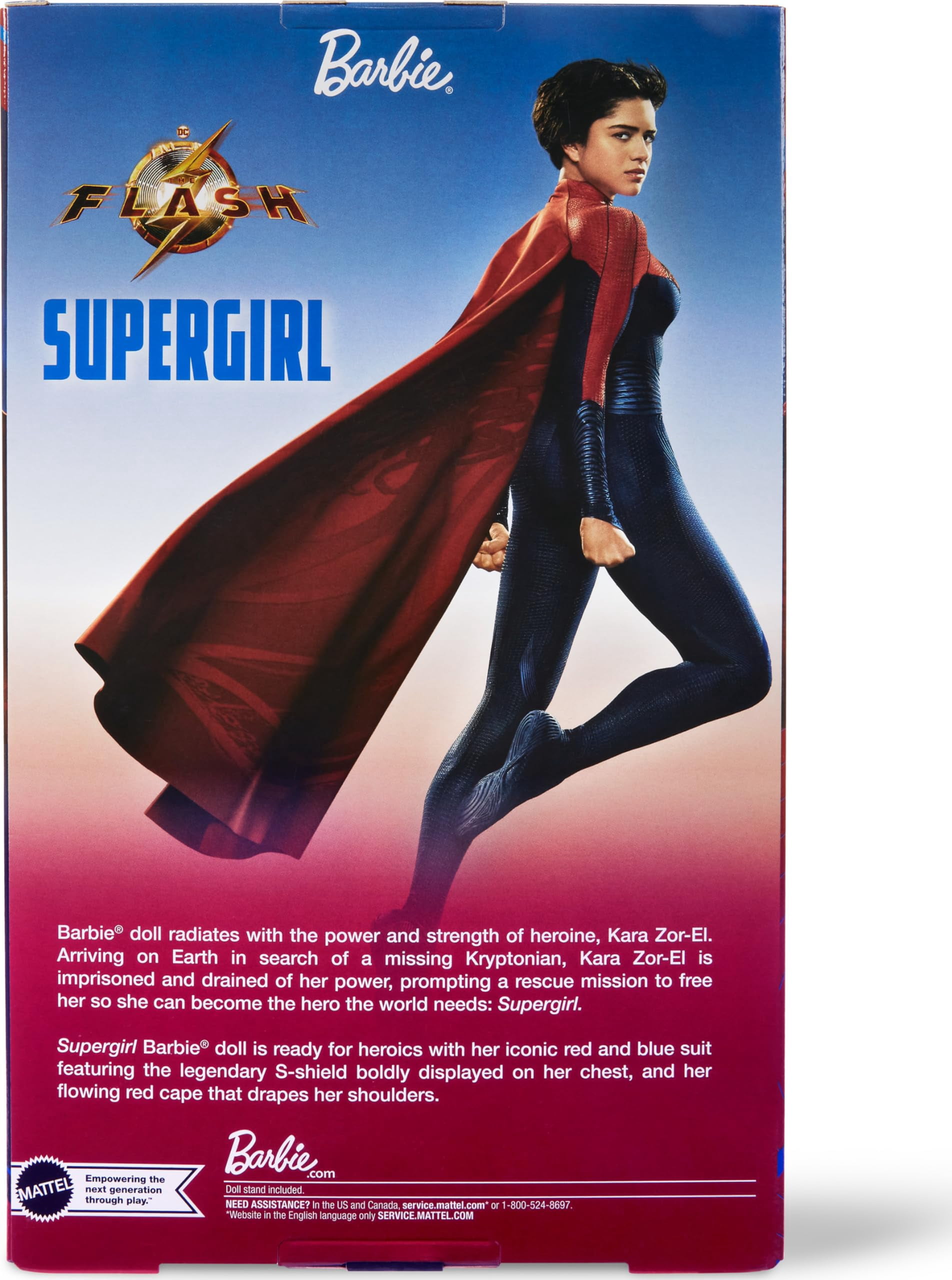 Barbie Supergirl Collectible Fashion Doll from The Flash Movie Wearing Red & Blue Suit with Cape, Doll Stand Included
