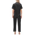 thumbnail image 4 of Womens Silk Satin Pajamas Set Long Sleeve Button Down Sleepwear 2 Piece Lounge Set Pj Set, 4 of 5