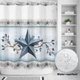 thumbnail image 2 of No Hook Shower Curtain, Country Star Blue Shower Curtains for Bathroom with See Through Top Window, Farmhouse Vintage Branches Wooden Waterproof & Washable Bath Curtain Long 72"x78", 2 of 9