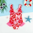 thumbnail image 3 of Hiijoy Infant Girls One-Piece Swimsuit Hearts Print Ruffle Bathing Suit Swimwear, Sizes 6M-5T, 3 of 5