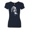 thumbnail image 2 of Manilyn Monroe Skull Face and Body Tattoo | Womens Pop Culture Slim Fit Junior Tee, Navy, Medium, 2 of 4
