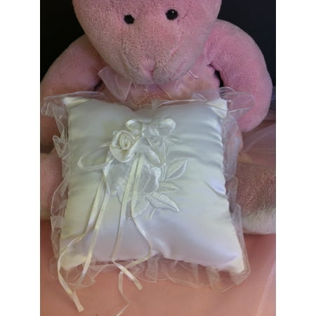 Wedding Ceremony White Wedding Ring Bearer Pillow With Embroidery