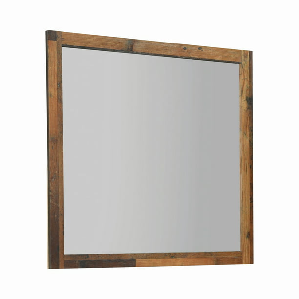 Square Wood Frame Rustic Mirror Brown, Rustic Wooden Frames Nz