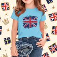 thumbnail image 2 of AUNVITO Kids British Flag Print Casual Loose Fit Round Neck Short Sleeve T-Shirt Comfortable Top, 2 of 4