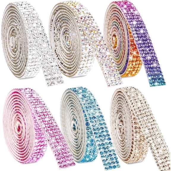 NiArt Self Adhesive Crystal Rhinestone Diamond Ribbon 6 Rolls
