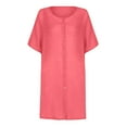 thumbnail image 4 of cfhntfmh Summer Dress for Women Short Sleeve Casual Shirt Dress Buttons down Flowy Plain Knee Length Dresses, 4 of 7