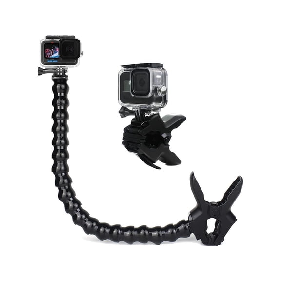 Jaws Flex Clamp Mount with Adjustable Gooseneck 19-Section Compatible with Go Pro Hero 11,10. 9, 8, 7, 6, 5, 4, Session, 3 , 3, 2, 1, Max, Fusion, DJI Osmo