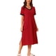 thumbnail image 2 of Camisón de noche de mujer INSPIRE CHIC con cuello en V, abertura lateral, manga corta, camisón largo con bolsillos, M, rojo, 2 of 6