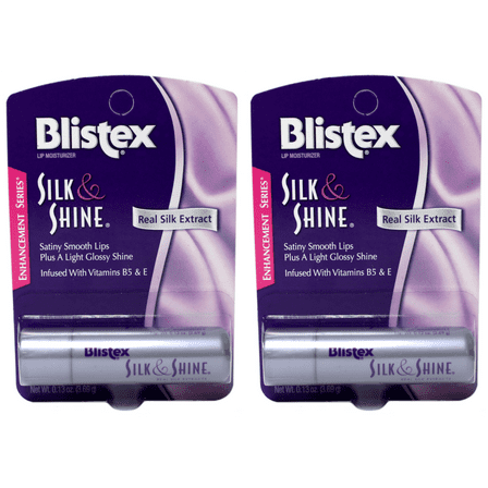2 Pack Blistex Silk & Shine Lip Protectant Sunscreen Balm 0.13 Oz Each
