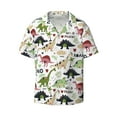 thumbnail image 4 of Uemuo Dinosaur Pattern Cotton Linen Short Sleeve Shirts,Casual Lightweight Button Down Shirts,Vacation Beach Summer Tops-, 4 of 7