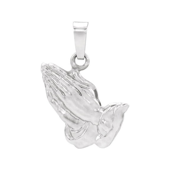 Sterling Silver 18.75x16mm Praying Hands Pendant