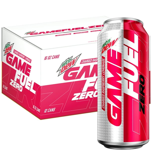 MTN DEW GAME FUEL ZERO, Charged Raspberry Lemonade, 16 oz Cans, 12