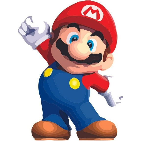 Mario Victory Pose Super Mario Bros Arcade Game Wall Sticker Art Design Decal for Girls Boys Kids Room Bedroom Nursery Kindergarten House Fun Home Decor Wall Art Vinyl Decoration Size (20x18 inch)