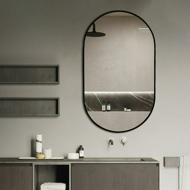 39.5 x 23.6 in. Khristy Black Metal Framed Oval Wall Mirror