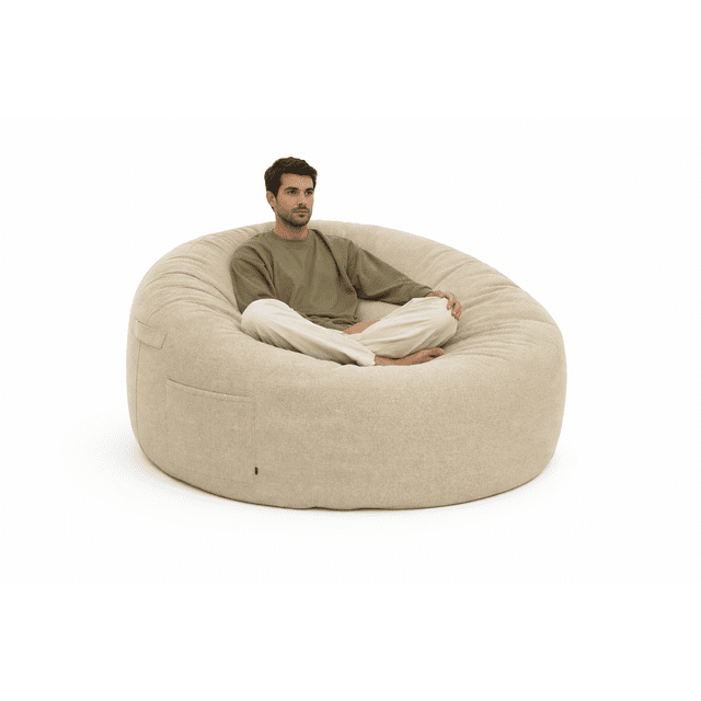 Big Puff Luuna XL Sillón Puff Grande Chenille Resistente Tipo Bean Bag Color Salt Para Sala