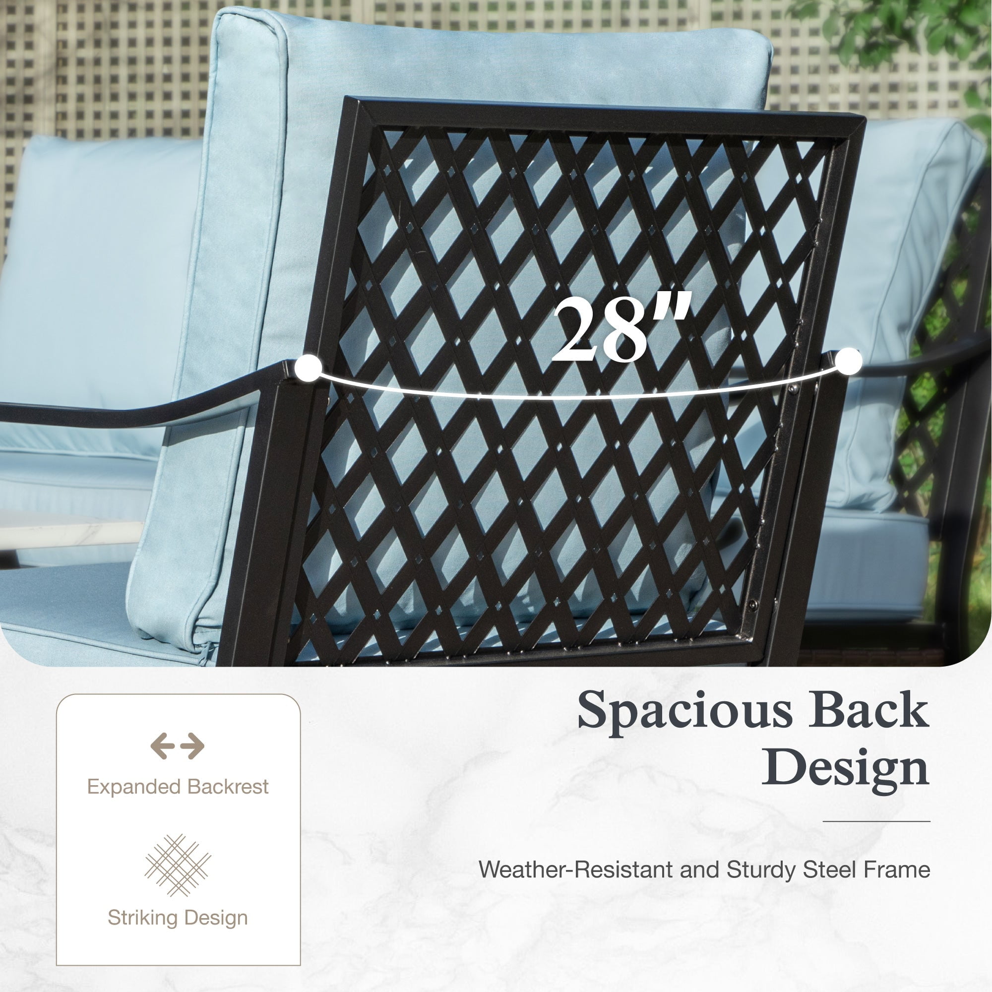 Sophia & William 5 Seat Patio Conversation Set,Outdoor Metal Furniture Sofa Set with Rocking Chairs, Blue