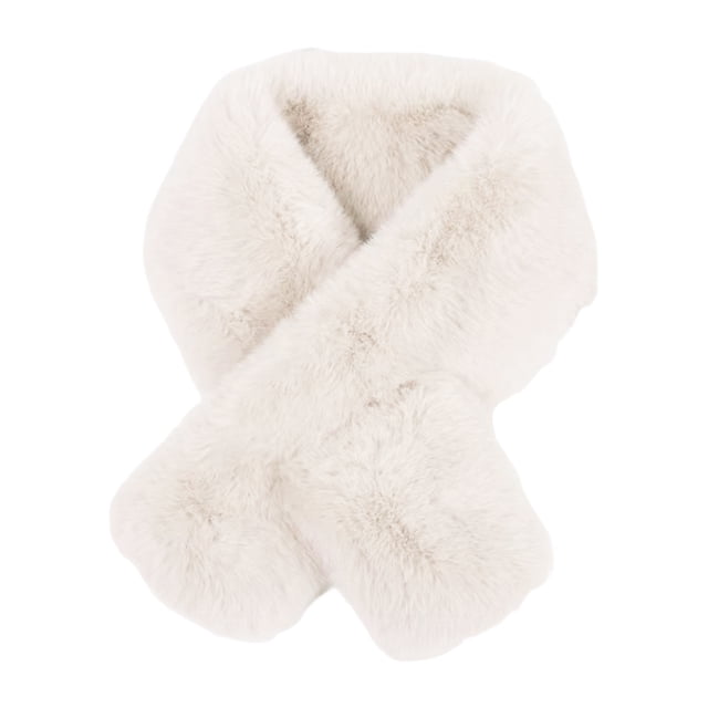 Trayknick Cross Scarf Faux Rabbit Fur Thickened Soft Cozy Plush Cold Resistant Solid Color Autumn Winter Women Neck Warmer Collar Scarf for Daily Life