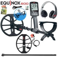 Minelab Equinox 600 Multi-IQ Metal Detector Bundle with Minelab 15  x 12  Coil & Lower Shaft