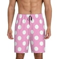 thumbnail image 1 of Balery Pink And White Polka Dot Pantalones cortos de pijama de punto de algodón para hombre con cinturilla y bolsillos-X-Large, 1 of 6
