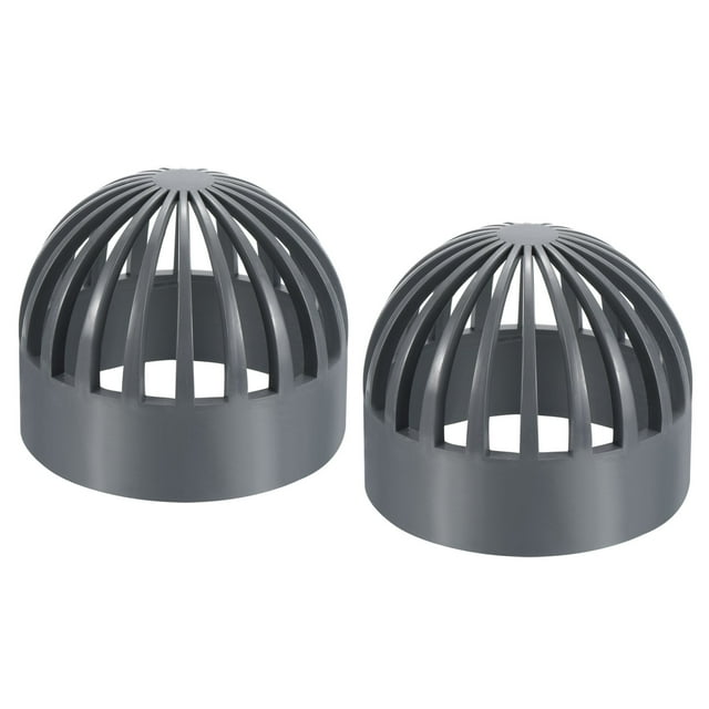 Unique Bargains 4' Atrium Drain Grate Cover Round Outdoor UPVC Sewer Drain Pipe Fitting Adapter Gray 2 Pack