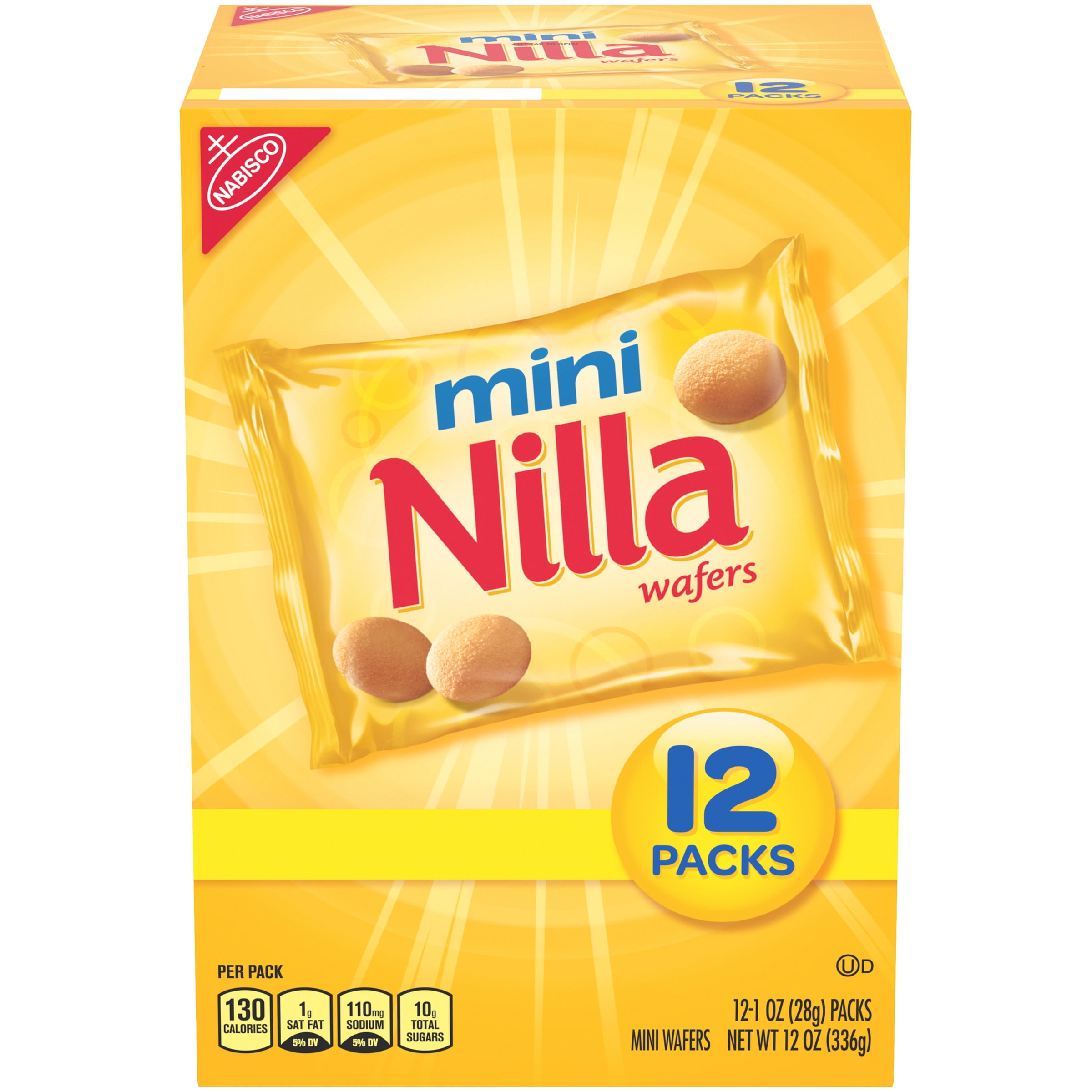 Nilla Wafers Mini Vanilla Wafer Cookies, 12 Snack Packs