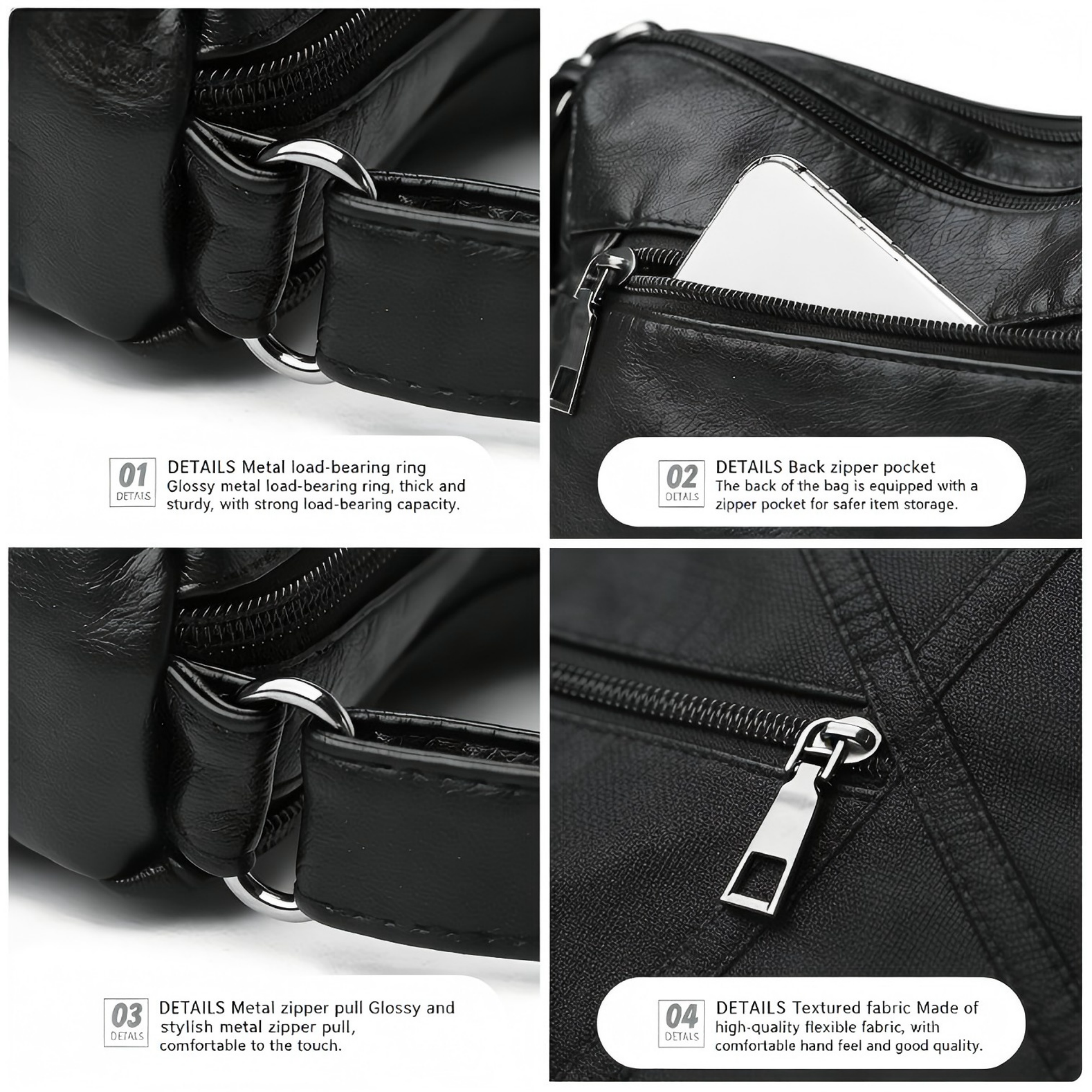 Fidac PU Leather Multi-Pocket Crossbody Bag photo 8