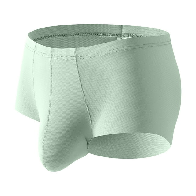 Ice Silk Men's Underwear Full Coverage Underwear Solid Color Mid Waist Flat Cornered Pants