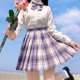 thumbnail image 3 of CZJMS Falda plisada japonesa para mujer, cintura alta, moda JK, minifalda a cuadros, elegante lazo, línea A, baile de verano, para niñas, Cosplay, 3 of 5