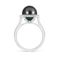 thumbnail image 2 of Angara Tahitian Cultured Pearl Halo Ring with Milgrain in 925 Sterling Silver for Women | June Birthstone Jewelry for Her, 2 of 5