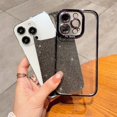 thumbnail image 4 of Compatible for iPhone 14 Pro Luxury Glitter Plating Clear Case, Cute Bling Sparkly Shiny Case for Women Girls Soft TPU Shockproof Camera Protective Back Cover Electroplated Case - Black, 4 of 11