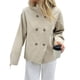 thumbnail image 2 of Gabardina Corta para Mujer, Abrigo Holgado de Larga con Solapa y Doble Botonadura, Ropa de Abrigo de Moda Caqui M, 2 of 7
